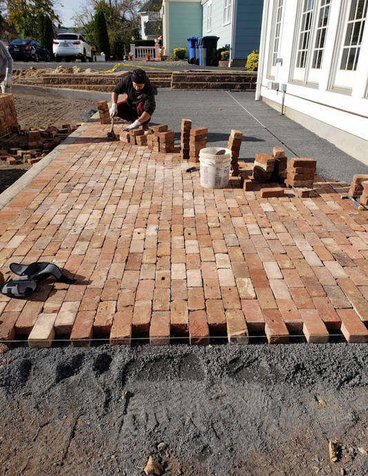 Reclaimed Clay Brick Patio Construction - New Jersey